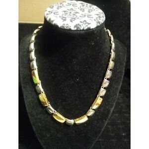AK  Silvertone Modern Geometric Statement Necklace